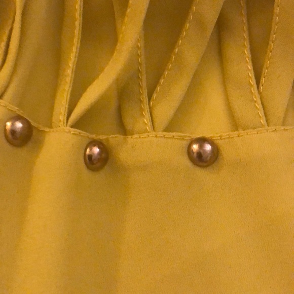 Mustard Yellow Cut Out Sheer Blouse - Picture 4 of 5